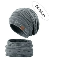 Комплект възрастни шия по -топли шапка плътно цвят удебелен еластичен термичен ветроустойчив запазете топло супер мек есен wi
