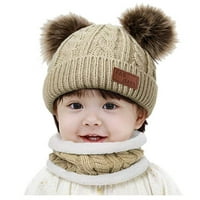 Малче зимна шапка за момиченце момче плетена топла ски шапка прекрасна помпом деца beanie 0- месеца