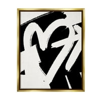Ступел индустрии стрелка през сърцето черен съвременен уличен стил графично изкуство металик злато плаваща рамка платно печат стена изкуство, дизайн от Леа Страцма