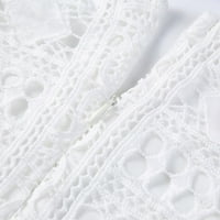 Рокли за жени с дълъг ръкав мини V-образно отпечатано лятно развлекателно парти женски дантела бяло xl