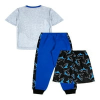 Момче чудо нация къс ръкав, шорти и панталони пижама комплект, 3-парче, размери 4-и хъски