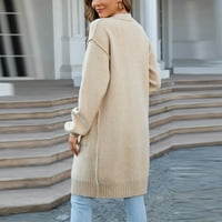 Gdfun Fashion Fashion Mashion Plot Color Witled Pocket с дълъг ръкав със средна дължина стилно палто с пуловерно якета - reain Jacket Rain Juge Women