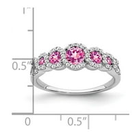 14k бяло злато създаде розов сапфир и истински диамантен пръстен