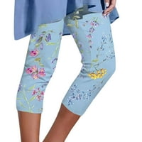 Дамски панталони У2К ежедневни флорални цифрови печат стреч изрязани тънък монтаж тесни гамаши панталони за жени
