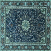 Ahgly Company Indoor Rectangle Medallion Light Blue Traditional Area Rugs, 5 '7'