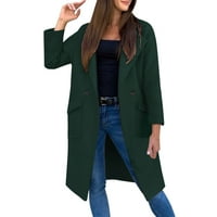 Аутмов блейзър якета за жени дами дебели модерни дълги ръкави ревери джобни дълги вълнени палто женски върхове падат върхове за жени дамски пуловери зелени