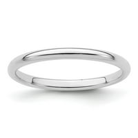 Auriga Sterling Silver Половин кръгъл полиран сватбена лента Размер 5. За жени