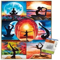 Moreno - Изящно изкуство - Плакат за стена на йога с колаж с бутални щифтове, 14.725 22.375