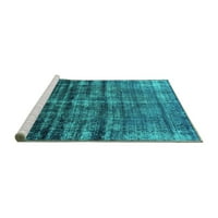 Ahgly Company Machine Wareable Indoor Rectangle Persian Turquoise Blue Bohemian Area Rugs, 2 '5'