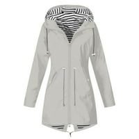 Fitoron Womens Rain Jacket с качулка ветроустойчив анорак водоустойчив тренчкот палто палто на открито яке сиво s