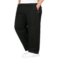Мъжки монтирани панталони със средна талия мъжки панталони от свободно време с цип работни еластични талии обикновени шезлонги черни 5xl