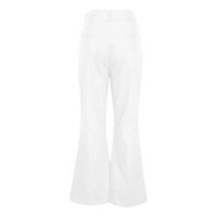 Зиеке Реколта пристъп панталони За Мъже средата талия ретро Бел дъното панталони с джобове Плътен цвят