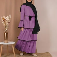 Дамски рокли тийнейджърски рокли ежедневни арабски Абая рокля кафтан с колан рокля Дамски торта Дамски рокли официални рокли рокля за жени Лилаво Хххл