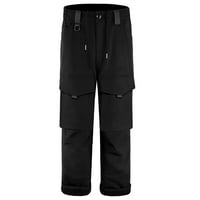 Дълги панталони за мъже мъже плюс кадифено подплатена външна планинарна водна репелента на много джоба Black L, AC549