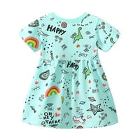 Бебешки дрехи за момичета деца деца бебе момичета анимационни букви Rainbow рокля Party Princess Chmora