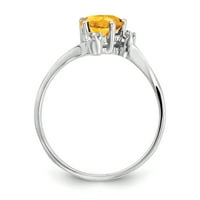 Първично златно каратско бяло златно сърце цитрин и vs диамантен пръстен