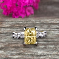 1. Карат класически принцеса отрязана шампанско диамант Мосанит годежен пръстен на 10K бяло злато