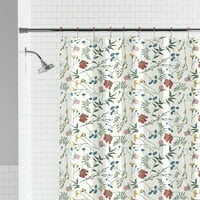 Многоцветен Плат баня комплект, 13-парче душ завеса и куки, опори флорални