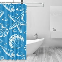Океанска тема душ завеса, забавни завеси за душ прозорец душ завеса водоустойчив душ завеса куки деца комплект баня