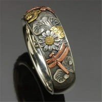 Най-големият бреза Реколта водно конче пръстен бижута пръстен сплав слънчоглед пръстен за парти Сплав Многоцветен