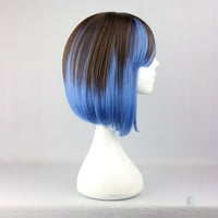 Уникални сделки човешки перуки за жени перука боб с перука шапка 16 Черен градиент синьо