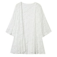 Ediodpoh женска дантелена риза бродиран плажен слънцезащитен крем дрехи кардиган плюс размер палто бяло xl