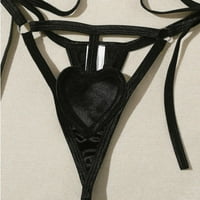 Дамска мода секси костюм от две части Плътен цвят безжичен сутиен секси бельо бикини, Черно