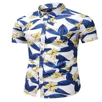 Мъжки блуза С къс ръкав ежедневни тениски хлабав Хавайски летни ризи Ревера врата завой надолу яка тениска блуза