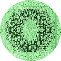 Ahgly Company Indoor Round Medallion Emerald Green Traditional Area Rugs, 3 'Round