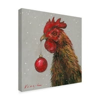 Изобразително изкуство 'петел с червена коледна топка' платно изкуство от Мери Милър Веази