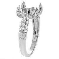 14k бяло злато естествено черен оновен годежен пръстен Овал и диамантен акценти, размер 9