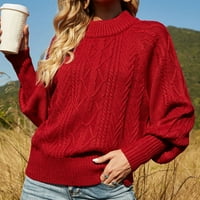 Пуловери на Caicj за жени Дамски солиден цвят половин пуловер с висок врат Мода разхлабена пуловер Плетан пуловери Мъжки пуловери