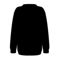 Пуловери за жени Есен и зимен кръгла шия градиент хало-между бутон за печат Разхлабен ежедневен дълъг ръкав пуловер кафяв XL