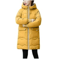 Дамски зимни палта, удобни за жени стилни есен и зимен бутон с дълъг ръкав, пазете топло ежедневни дълги върхове на жилетка жълт l