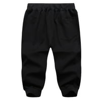 Мъжки панталони Labakihah Мъжки памук случайни спортове с цип с три дробови панталони панталони черни черни