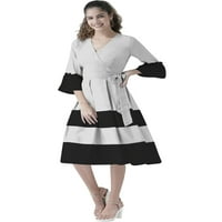 Eloria Women Causal Midi рокля парти носете коляно дълга една рокля, която се покрива и рокля от пламъци, цвят: светло сиво, размер: m