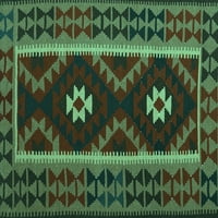 Ahgly Company Machine Pashable Indoor Square Oriental Turquoise Blue Traditional Area Cugs, 3 'квадрат