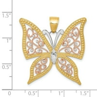 14k жълто розово злато родий искрящ нарязана висулка за пеперуди - 3. Грама - Мерки с ширина 34x