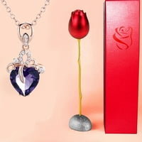 Jiaroswwei сърце форма на кристал висулка колие със съхранение bo rose валентинки подаръчен комплект
