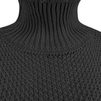 Huiniadese от раменни жени солидни пуловер на ръкав дълъг ежедневен пуловер Плавен пуловер надолу по средата на слоя черен xxl