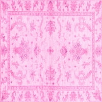 Ahgly Company Indoor Square Oriental Pink Traditional Area Rugs, 5 'квадрат