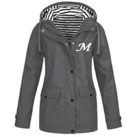 Xinqinghao Jackets палто за жени жени ежедневно твърдо цветно яке палто на открито плюс размер качулка вятърни водонепроницаеми джобове на равници с дълги ръкави якета женски палто сиво s