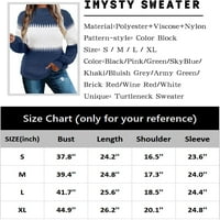 Ladiyo жени с висока шия на шията Цветният блок топъл пуловер плетен ежедневен пуловер XS-XL