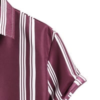 Мъжки ризи ежедневни стилна лятна блуза райе печат блуза къси ръкави завой надолу яка Бутон Топ риза Графичен У2К