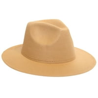Miyuadkai Caps Женски панама Outback Wide Hat Brim Раздробена вълнена шапка Бейзболни шапки Аксесоар Каки