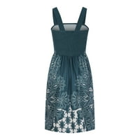 Плажни рокли за жени A-Line квадратно деколте отпечатано синьо m