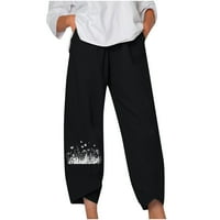 Панталони за Женитежени Мода ластик памук бельо хлабав печат дома ежедневни панталони