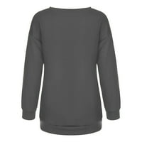 Дамски модни ежедневни Плътен цвят Дълъг ръкав Нова Година печатни Пуловер
