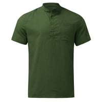 dmqupv бутон надолу риза мъже мъже пролет и летни солидни върхови ризи ежедневна стойка отгоре отгоре плюс размер ваканция 70 -те ризи мъже риза зелено голямо