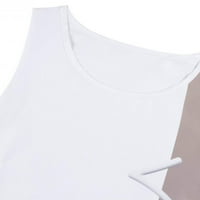 Рокли без ръкави от средна дължина отпечатана слънчева рокля с v-образно деколте бяло s